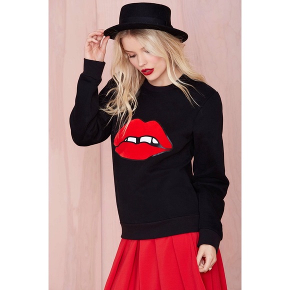 American Retro Lip Patch Sweatshirt - Picture 2 of 6